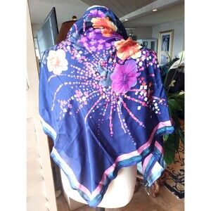 Beautiful Flowers DIAMANTINE MAROCCO Blue and Pink Flowers Scarf NWOT Luxury
